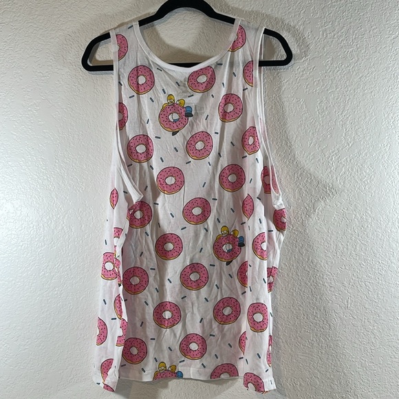 THE SIMPSONS Homer & Donuts All Over Print White Sleeveless Tank Top Size XL NEW - Picture 4 of 9